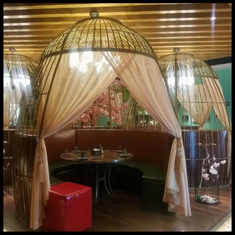 

1PCS Wrought iron bird cage decoration furnishings hot pot shop restaurant bird cage card seat outdoor large oversized bird cage