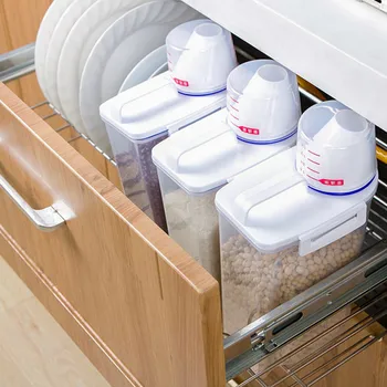 

45# high quality 2L Plastic Cereal Dispenser Storage Box Kitchen Food Grain Rice Container Nice Box new arrival