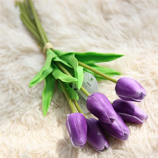 6pcs mini tulips PU Fake Artificial Silk Tulips Flores Artificiales