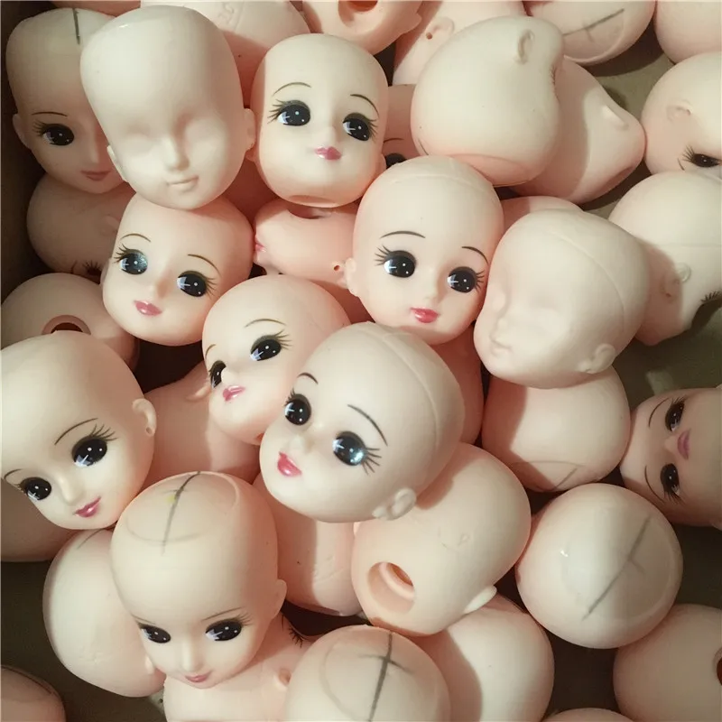 100pcs Licca Doll Head 1/6 DIY Birthday Gifts Cake Decor Doll Bald Heads Kids Play House Game Toy Girl Make Up Learning Tools