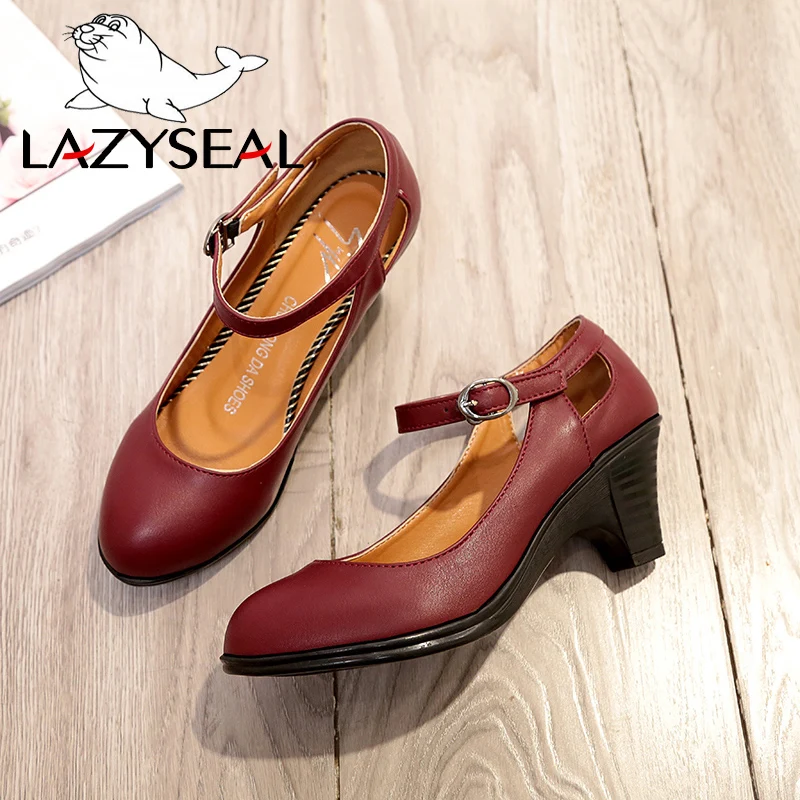 Туфли LazySeal женские на высоком каблуке заостренный носок туфли лодочки пряжка