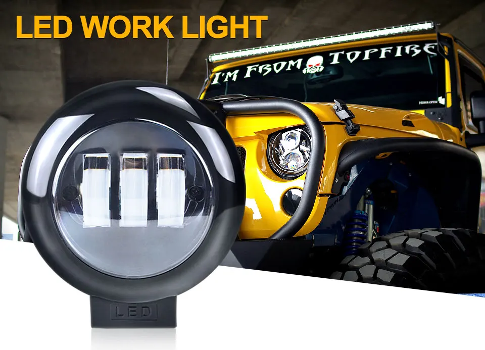 Foxcncar 4.5 working Light 4880LM Strip Chip 48W LED Light Bar Spot Flood Beam Offroad for Pickup Camper Trailer 12V 24V Canbus (1)