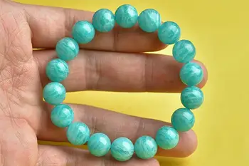 

Natural Mozambique Ice Amazonite Gems Round Beads Bracelet 11mm AAAA