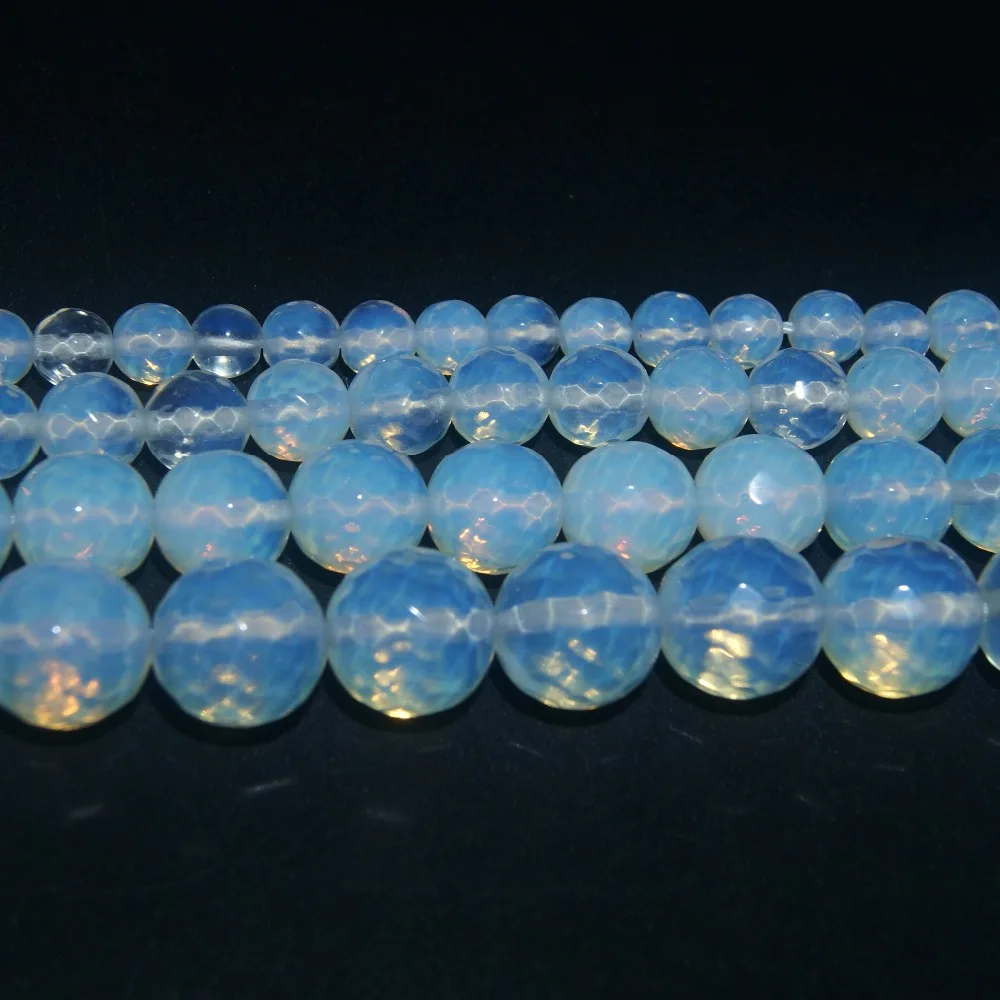 

Faceted Natural Stone White Opal Loose Beads 4 6 8 10 12 MM Pick Size For Jewelry Making Charm DIY Bracelet Necklace Material