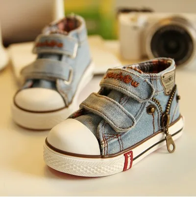 Парусиновые Детские обувь для малышей обувь для мальчиков, Сникеры обувь для девочек джинсы деним плоские сапоги с декоративной молнией дизайн - Цвет: photo color
