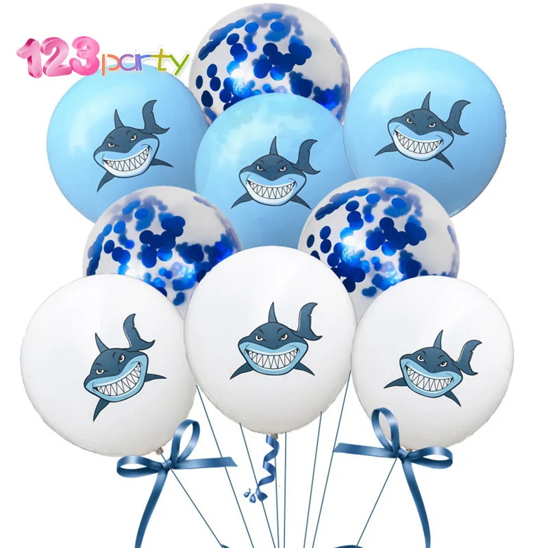 

123 Party 10pcs Angry Shark Latex Confetti Balloon Birthday Party Baby Shower Wedding Decoration Party Decoration Party Supplies
