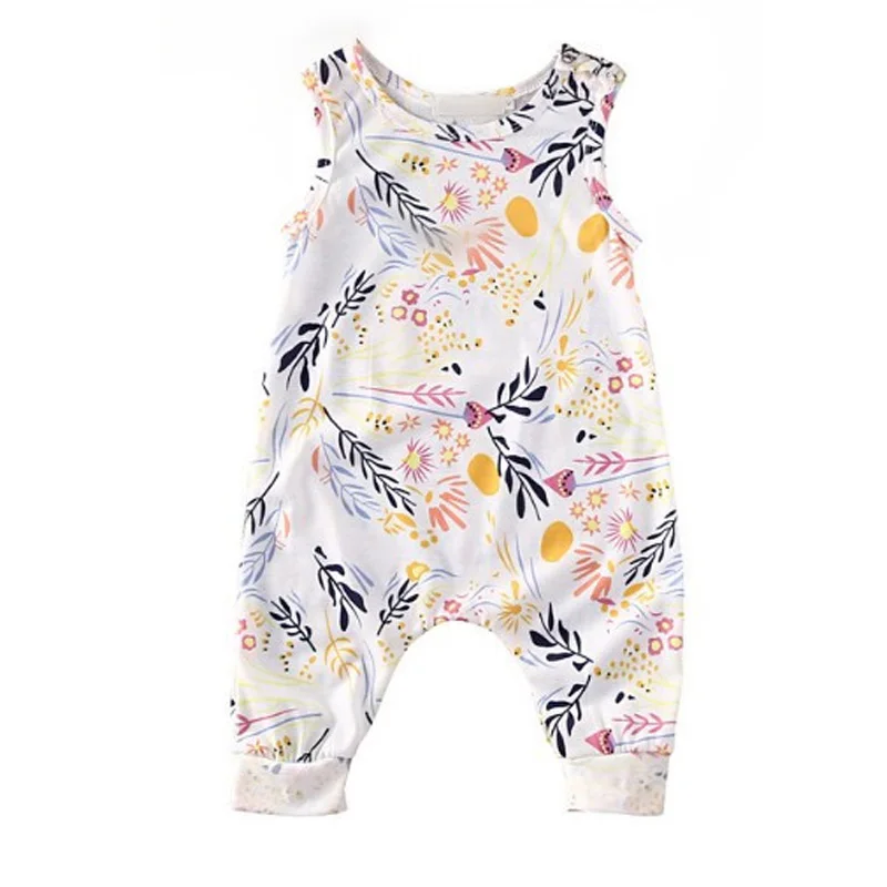 

Lovely Newborn Baby Girl Floral Sets Sleeveless Flowers Print Romper Bow Headband 2Pcs Outfits Summer Milk Silk Clothes 0-24M