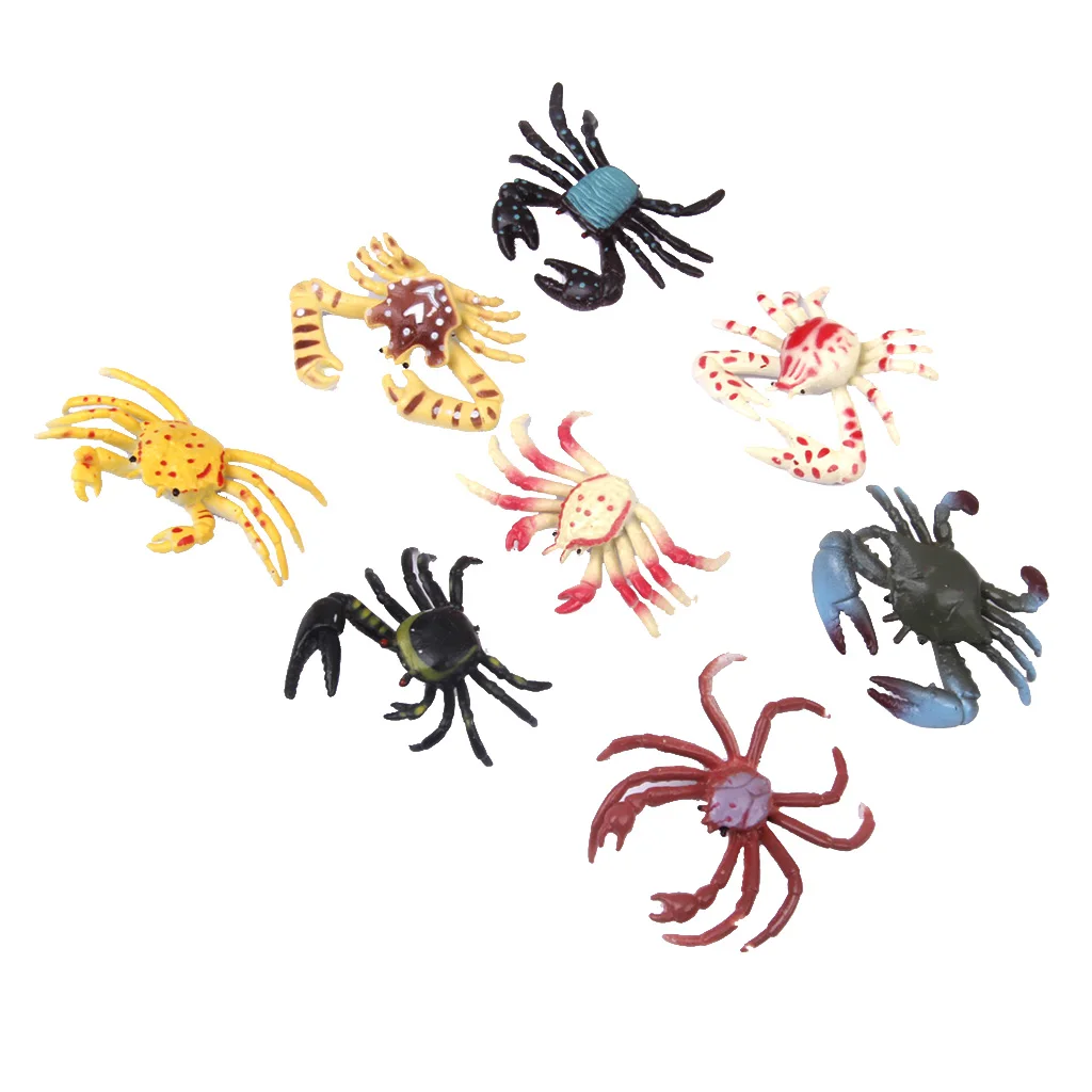 Set of 8 Pieces Various Plastic Crab Model Animal Display Figures Filler Toy Collection