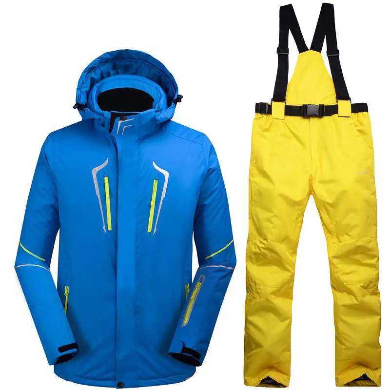 Высококачественный лыжный костюм Мужская зимняя ветронепроницаемая Водонепроницаемая теплая-30 градусов уличная Сноубордическая куртка мужская+ шпон нагрудник лыжные брюки - Цвет: a11
