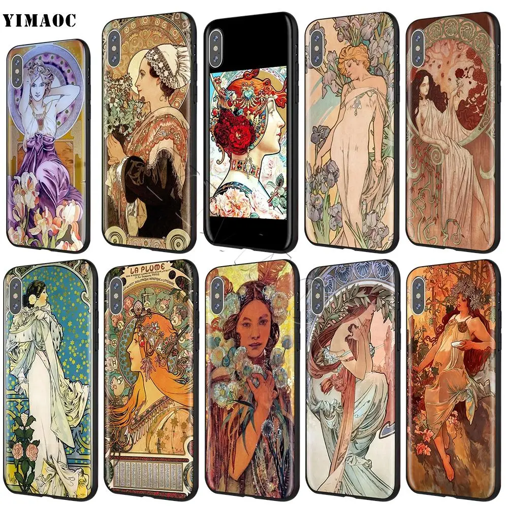 

YIMAOC Art Poster Alphonse Mucha Soft Silicone Case for iPhone 11 Pro XS Max XR X 8 7 6 6S Plus 5 5s se