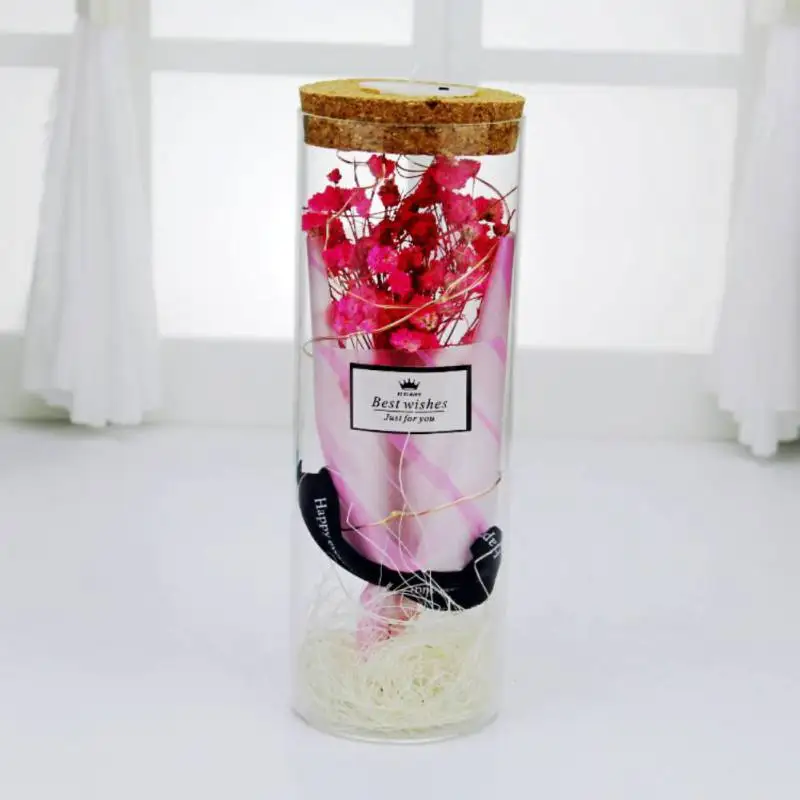 

Dried Flower in a Glass Dome LED Light String Wooden Base Gift on Birthday Valentine's Day Random