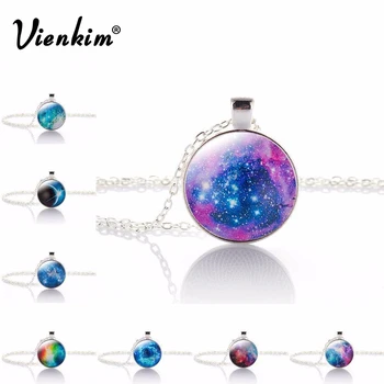 

Vienkim 2018 New Brand Jewelry 10 Style Charming Nebula galaxy space Plated Long Pendant Necklace for Women Gift