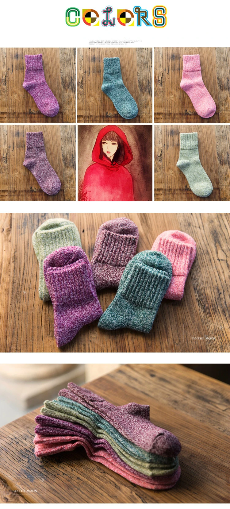 Осенне-зимние новые женские модные шерстяные носки без пятки в стиле Харадзюку высокого качества 5 пар