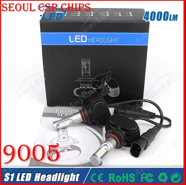 

2016 NEW 1 Set S1 9005 HB3  50W 8000LM LED Headlight System Kit Seoul CSP Chip 12SMD Pair Single Beam Driving Fog DRL Lamp Bulbs