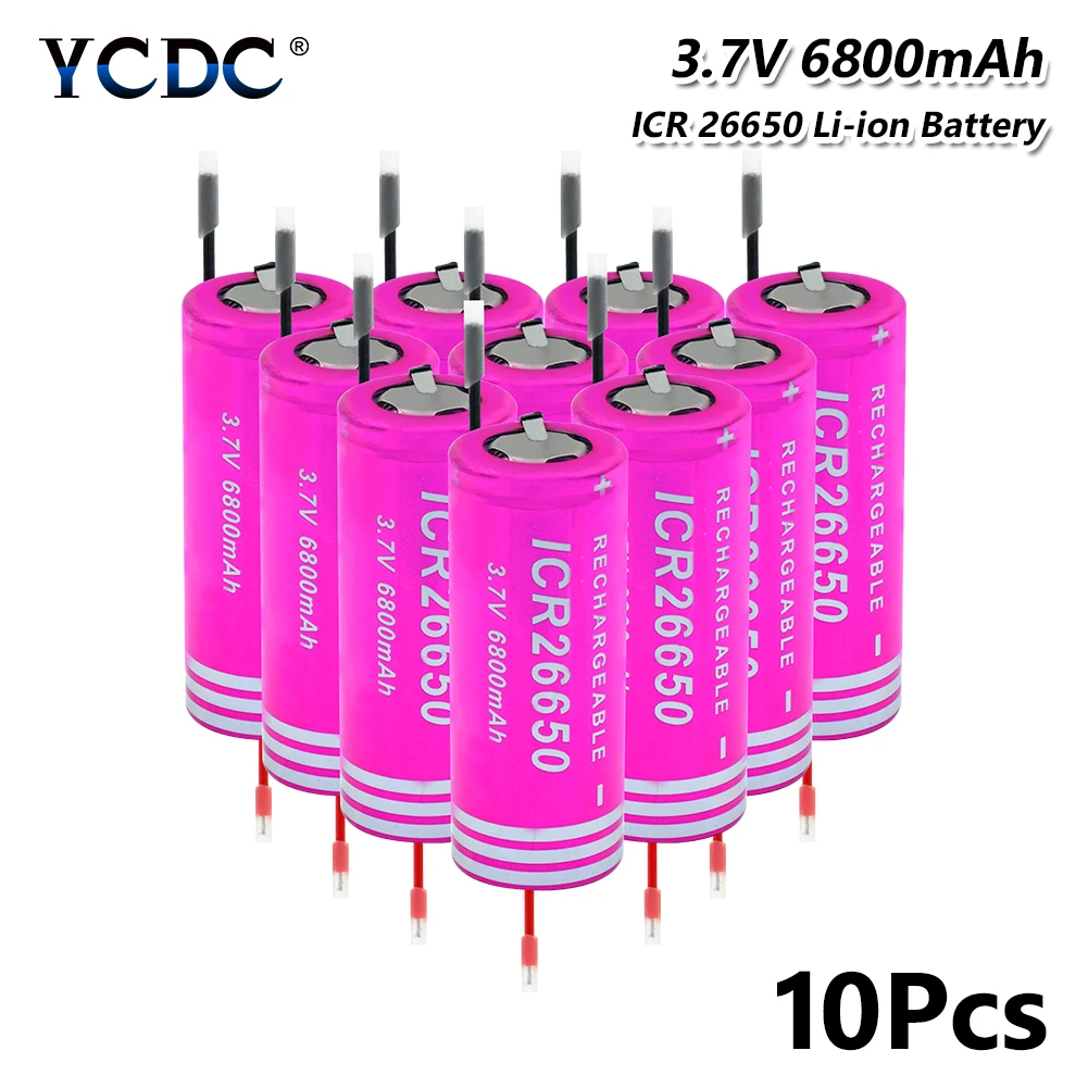 

26650 Lithium Battery 6800mAh 3.7V Rechargeable high-discharge high current + DIY Linie For LED Flashlight Torch Toy