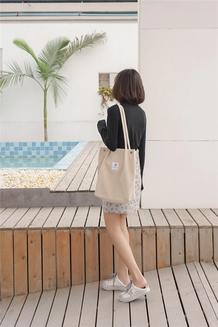 Корейская женская сумка через плечо, Студенческая сумка из ткани, Большая вместительная сумка, Вельветовая сумка для покупок