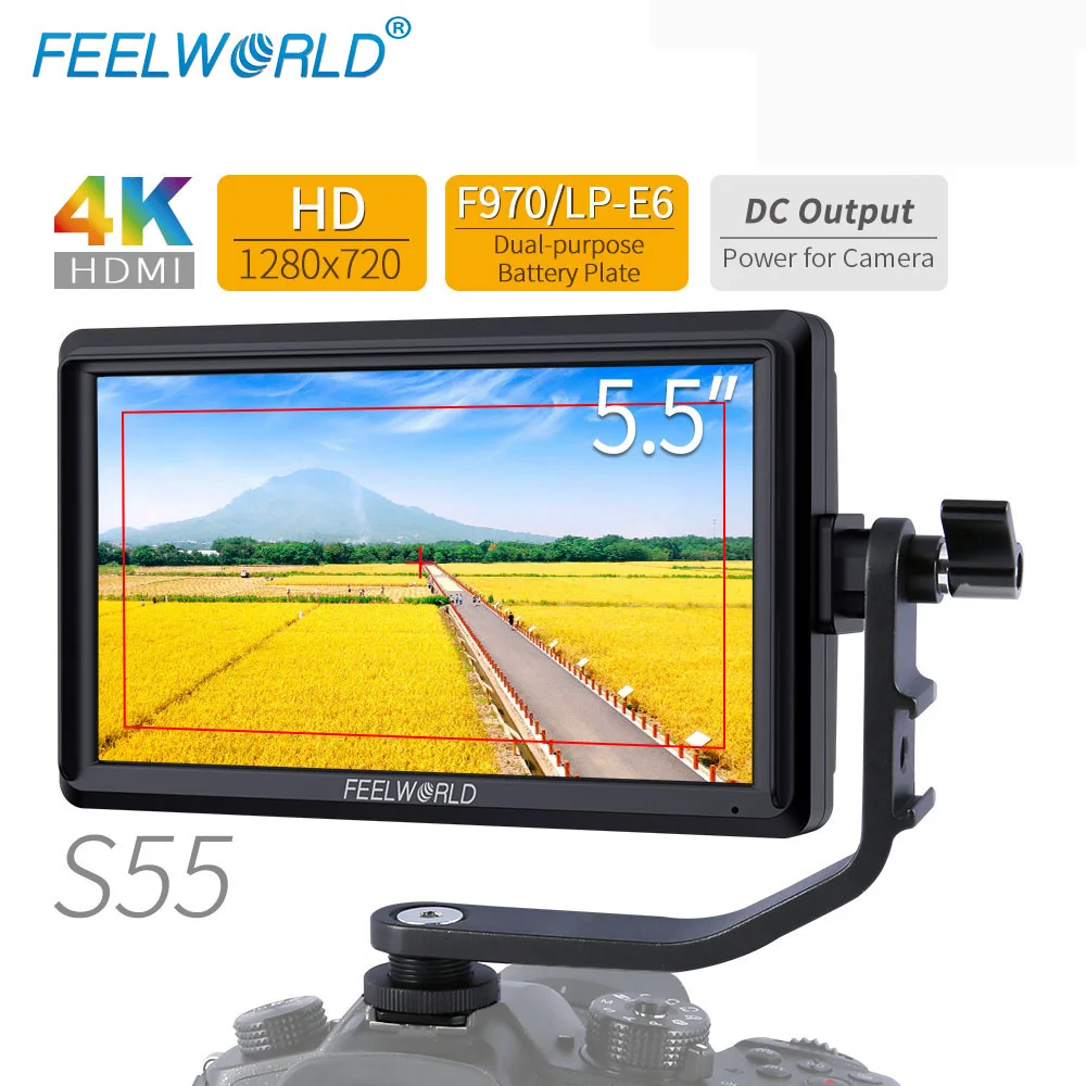 FEELWORLD S55 5,5 дюймов DSLR камера монитор 4K HDMI lcd ips HD 1280x720 дисплей полевой монитор для камеры s съемки