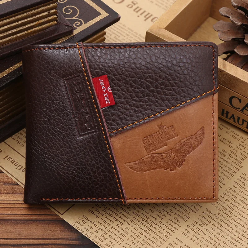 Vintage Men Wallet Cowhide Coin Bag Zipper Mens Wallets Clutch Bags Short Money Clip Wallet Male