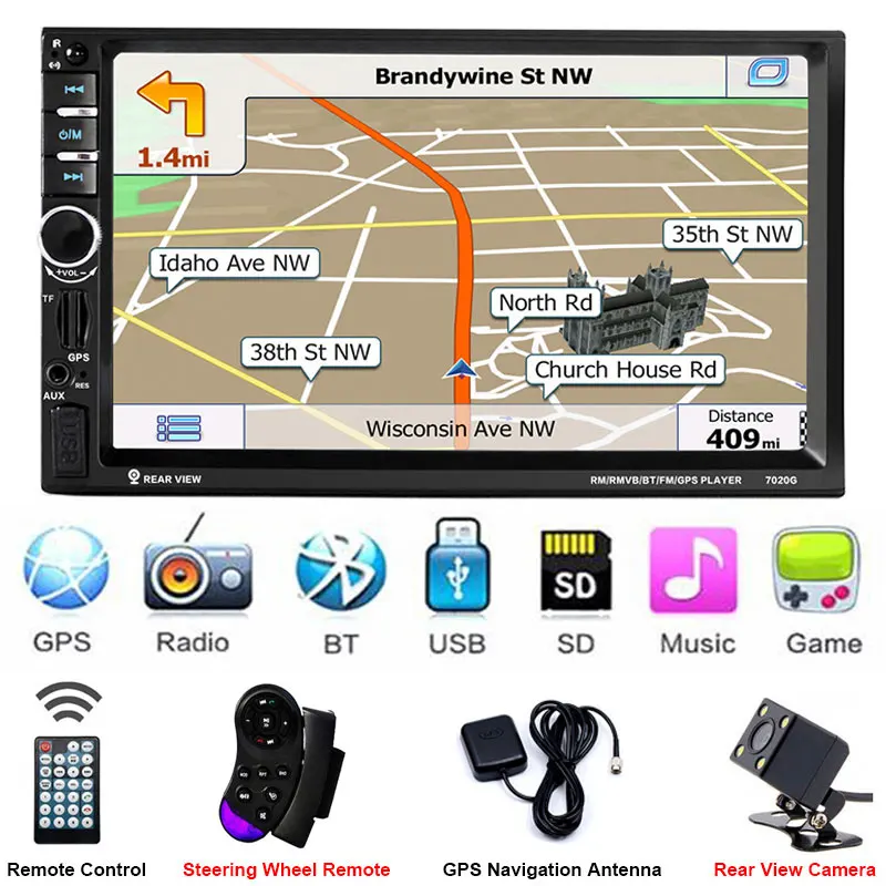 2Din gps камера заднего вида Центральная Multimidia 2 Din 7 ''Bluetooth MP5 MP3 музыкальный видео плеер Мультимедиа Радио авторадио Зеркало Ссылка - Цвет: E-Player Camera