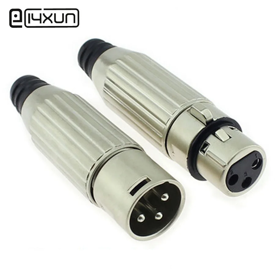 EClyxun 2 шт. XLR 3 контактный микрофон аудио разъем штекер гнездовой Черный караоке