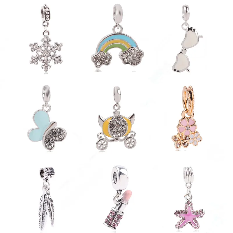 

Ranqin Pumpkin Car Snowflake Sunglasses Feather Starfish Series Pendant Beads Original Fit Pandora Charms Bracelets DIY Jewerly