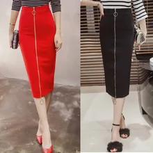 Бандажная Женская юбка длинные сексуальные юбки-карандаш женские офисные черные с высокой талией на молнии повседневные тонкие женские юбки карандаш большие размеры 5XL