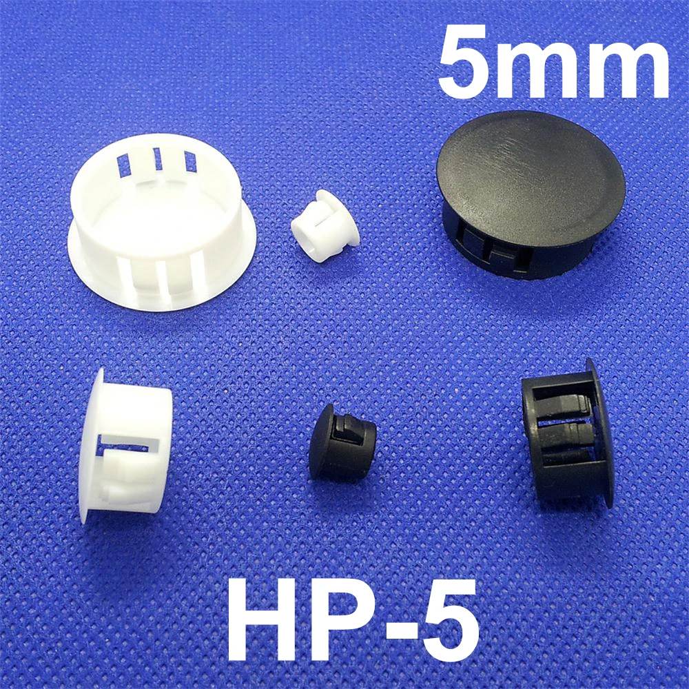 

100pcs HP-5 5MM Diameter Black White Nylon Plastic Diameter End Cap Grommet Push Locking Button Cover Panel Drill Hole Plug