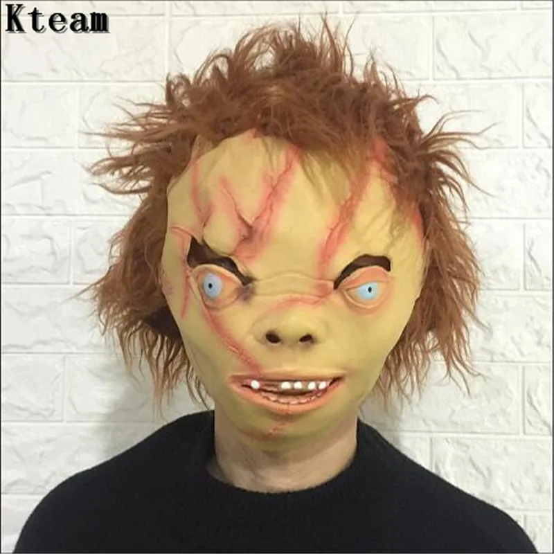 

Hot Sale Scary Ghost Head Horror Latex Mask For Child Play Chucky Action Figures Masquerade Halloween Party Bar Props Supply Toy