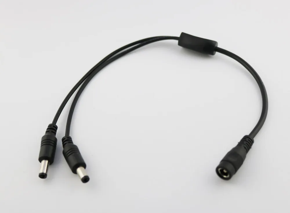 

600pcs CCTV DC Power Plug 1 Female Jack To 2 Male Cable Splitter 5.5mm x 2.5mm Adapter 37cm