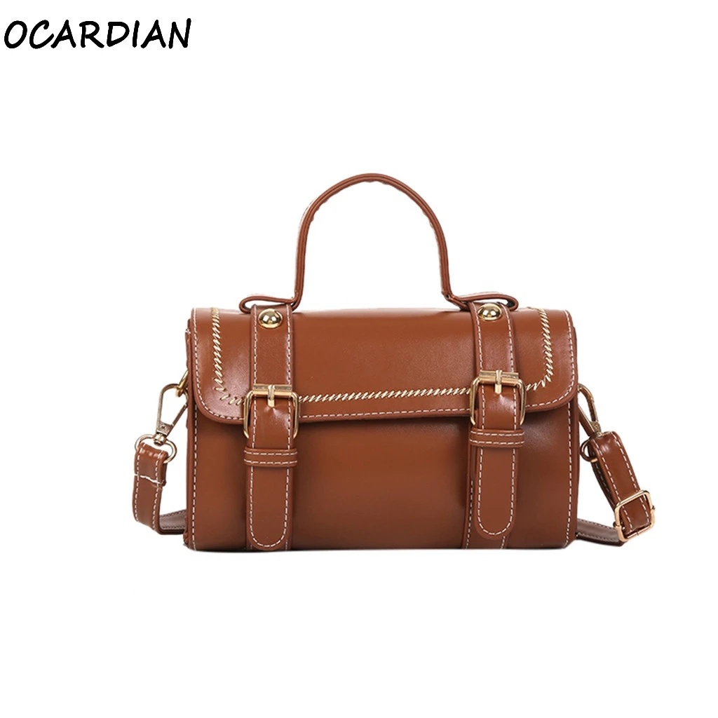 

OCARDIAN Handbags Fashion Ladies Hand Bag Women's Leather Retro Thick Line Belt Solid Wild Shoulder Messenger Bag Dropship A29