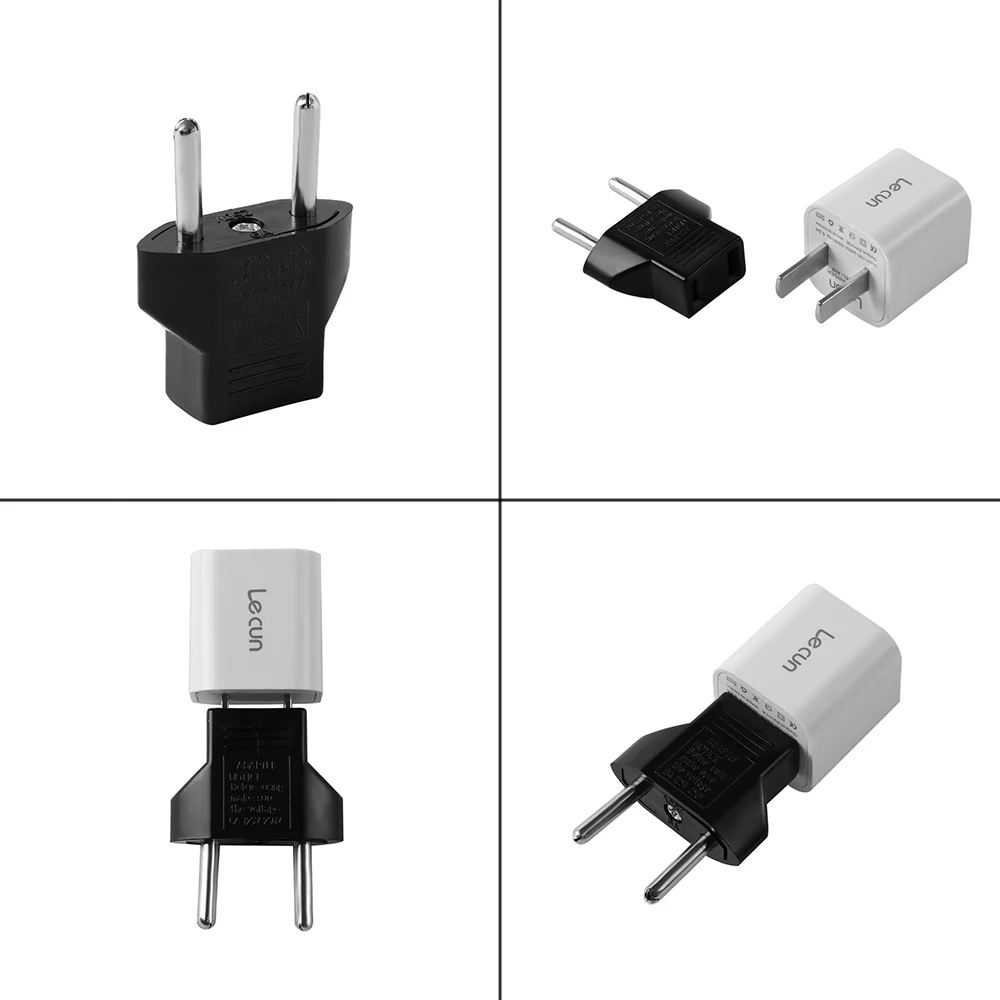 1Pcs Hot Black Useful Fashion New US USA To Euro EU Europe Adapter AC Plug 2 Round Pin Socket Travel Converter Dropship