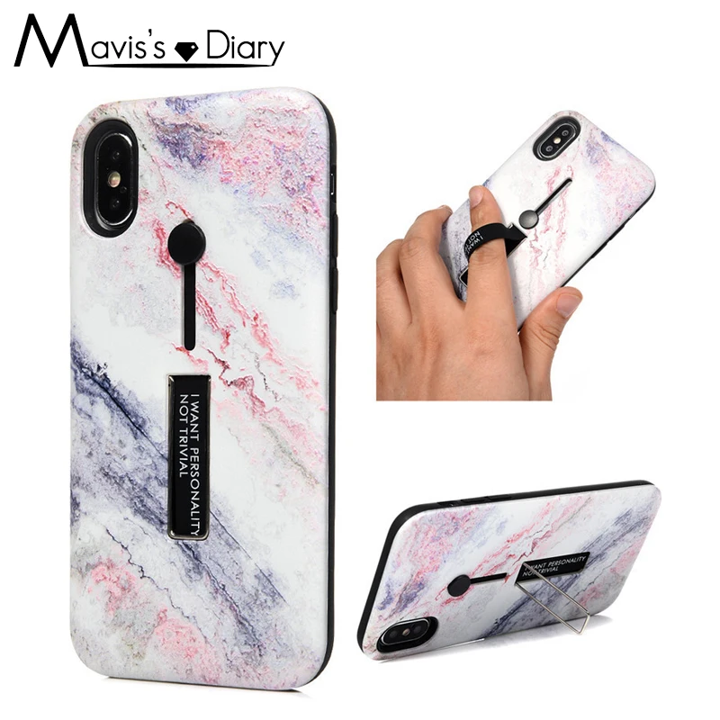 

Newest fashion Marble Invisible Holder Phone Case For iPhone X 8 7 plus 6s 6 plus Scrub 3d relief tpu+pc back Cover Coque Funda