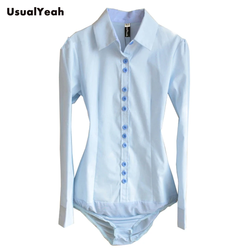 New Lady fashion long sleeve solid OL button shirt turn down collar patchwork body blouse shirts women SY0175 white blue 2