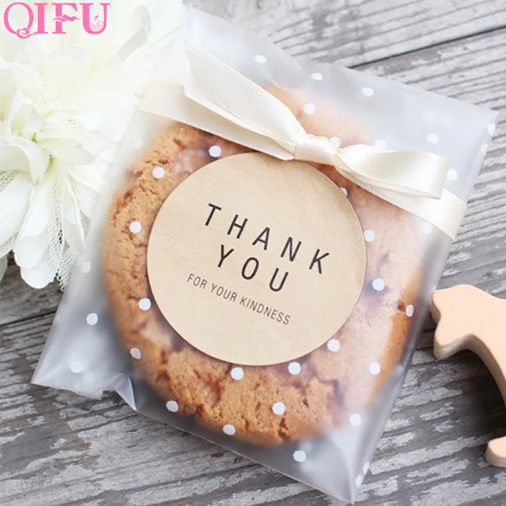

QIFU 100pc Plastic Transparent Cellophane Candy Cookie Gift Jewelry Bag Package For DIY Biscuits Snack Baking Wedding Birthday