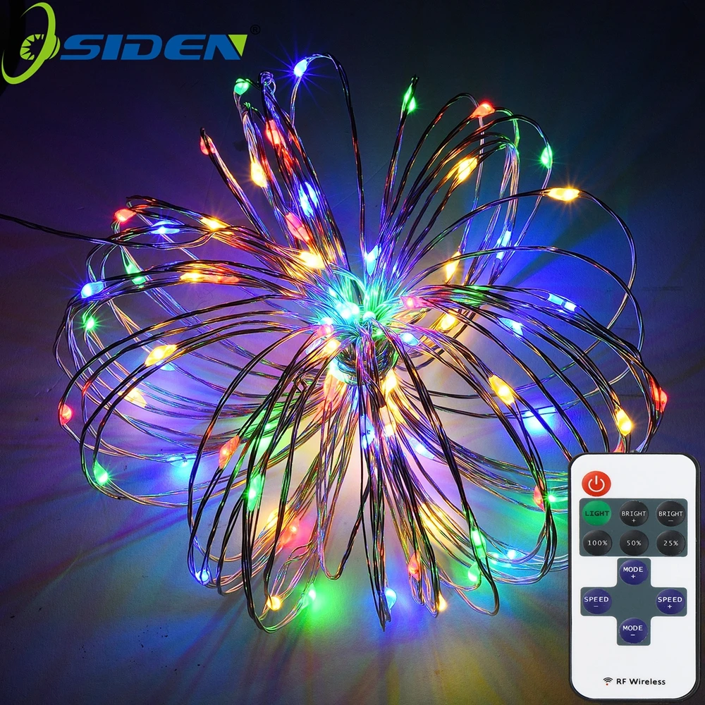 Outdoor String Lights 100 LEDs Decorative Lights 33ft Copper Wire Warm