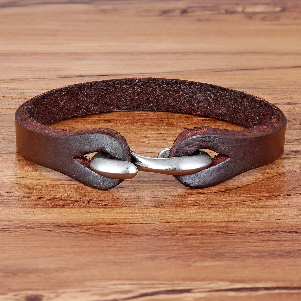 

2019 New Fashion Novelty Hook Genuine Leather Bracelet Brand Vintage DIY Bandage Charm Friendship Bracelet For Men Women.