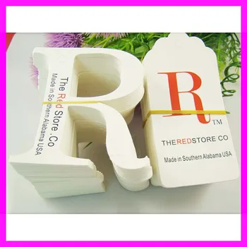 

1000set /lot free shipping white paper cardboard custom logo printed product name brand garment tag stick label price hang tag