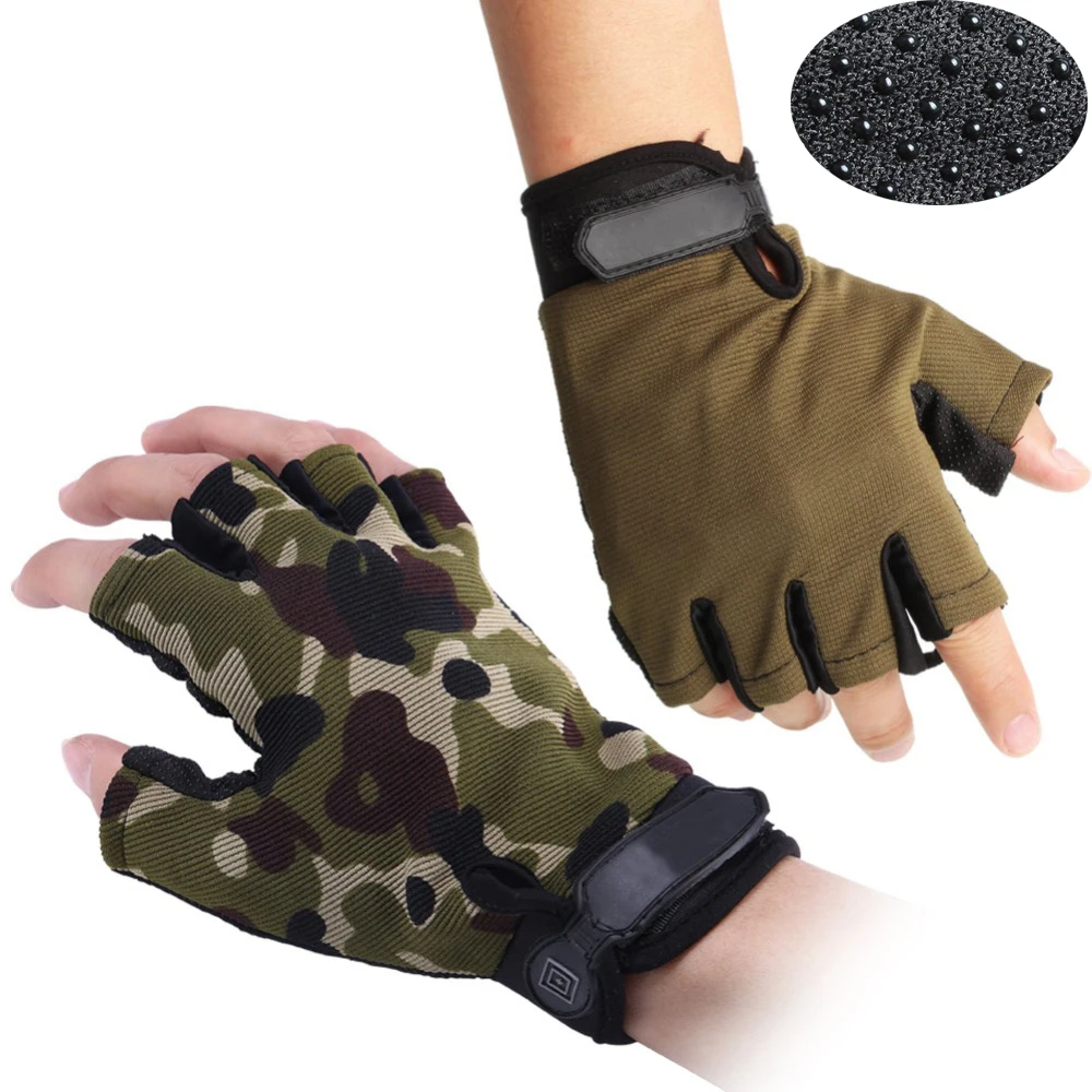 Sougayilang Fishing Gloves Half Finger Anti Slip Breathable Gloves