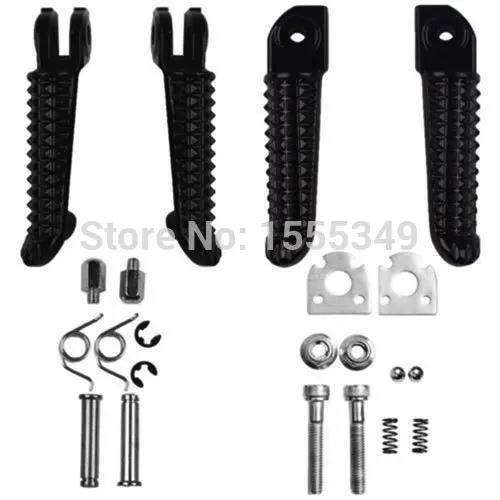 

4x Motorcycle Accessories Aluminum Front Rear Footrest Foot Pegs For Yamaha YZF R1 R6 2003-2012 04 05 06 07 08 2009 Black