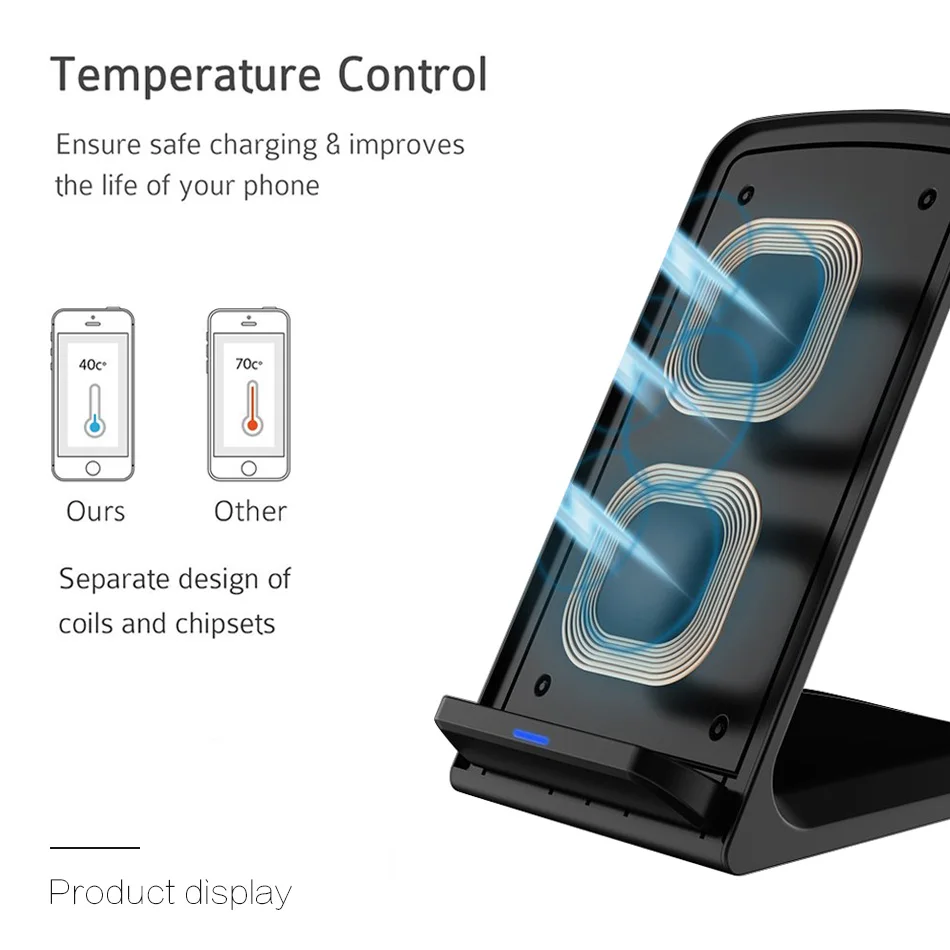 CRDC 10 W Qi Беспроводное зарядное устройство для iPhone X XS Max XR 8 Plus быстрая Беспроводная зарядная док-станция для samsung S9 S10+ Note 9 8