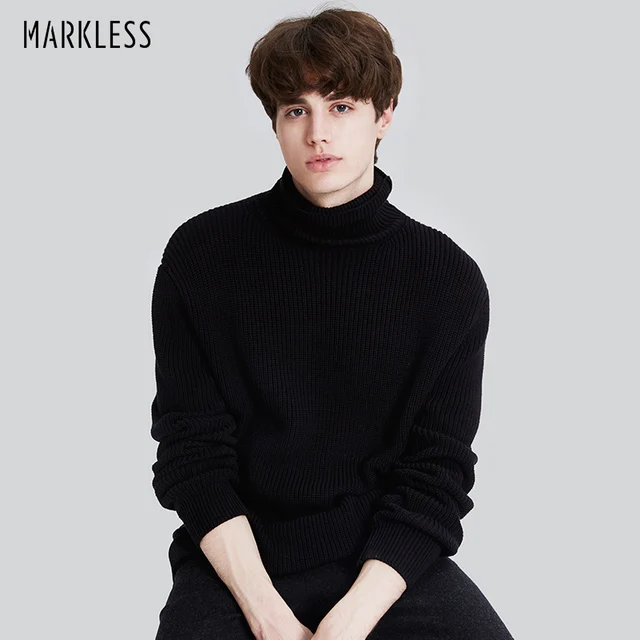 Markless 2018 Warm Turtleneck Sweaters Men Black Fashion