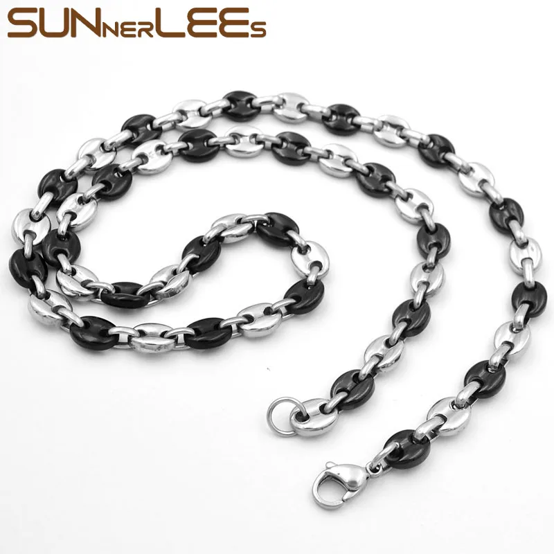 Ожерелье SUNNERLEES из нержавеющей стали 316L 5 ~ 11 мм цепочка для кофейных зерен
