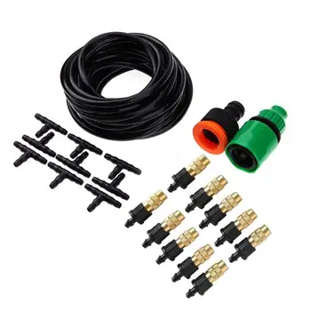 

Outdoor Garden Misting Cooling System Fitting 4/7mm Hose 10pcs Nozzles Kit Mist Sprinkler Water Kits System Garden irrigation