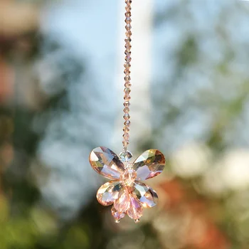 

New Suncatcher Rainbow Butterfly Design Beautiful Pendants Accessories Home Decoration Crystal Prisms Chandelier Parts