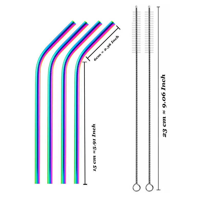 Многоразовая пивная соломенная Высокое качество 304 Нержавеющая сталь металлическая соломинка с чистящая щетка для кружек 20/30 унций Кофе Барные аксессуары - Цвет: Rainbow B4