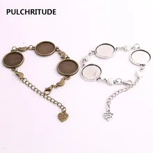 PULCHRITUDE 3 шт./лот с металлической цепочкой на основе кабошона подходит Круглый 18 мм ручной работы в форме сердца Луна Шарм браслет ювелирных украшений Hand-Made C1016