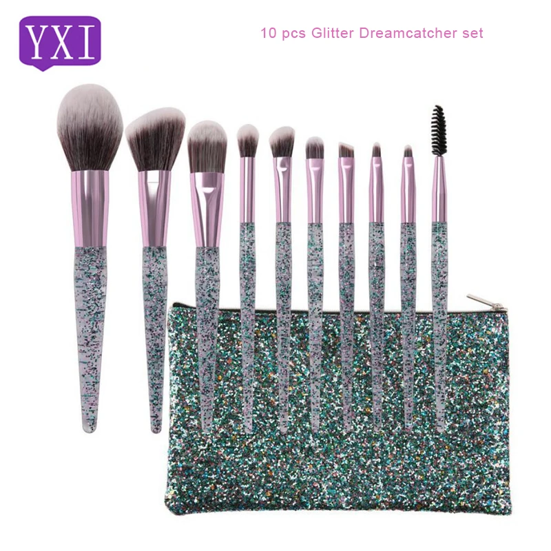 

10pcs Glitters Makeup Brushes Set Powder Concealer Eyeshadow Eyebrow Blending Contouring Buffing Brush Unicorn Makeup Brushes