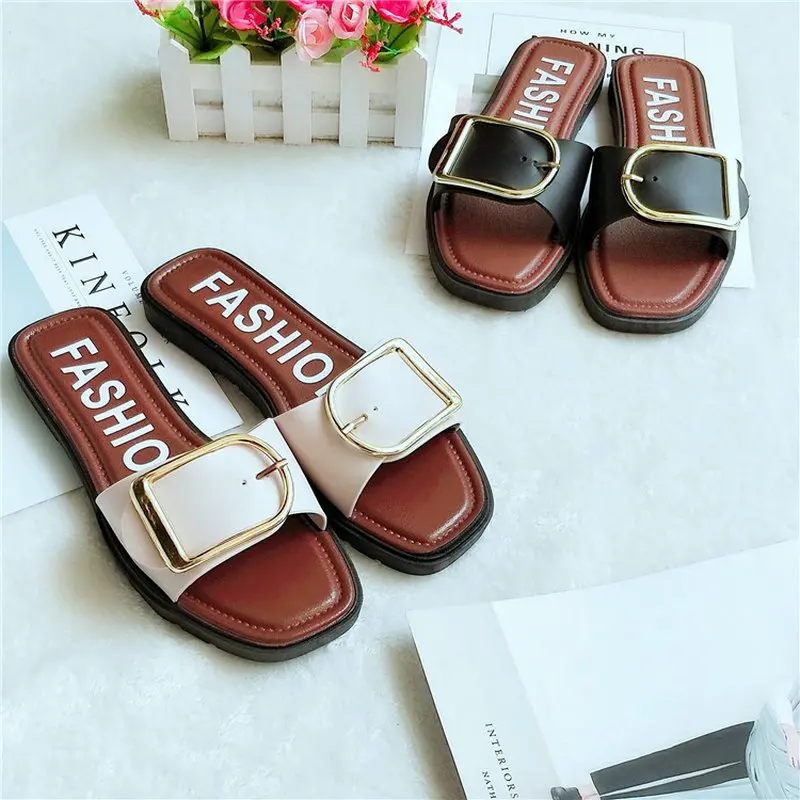

Fashion Women Summer Slippers Thick Soled Slides Beach Sandals Black White Women Shoes Flip Flops Indoor Outside slippers B177