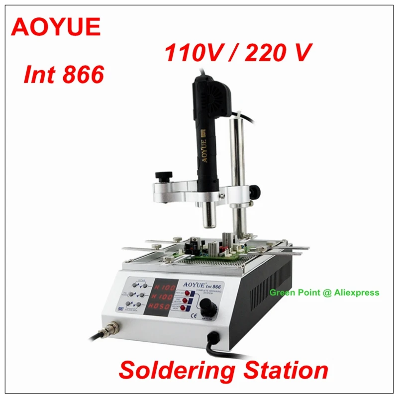 

New Product Aoyue 866 SMD Soldering Iron Station With Hot Air Gun Int 866 BGA Rework 110V/220V 3 In1 Hot Air Rework Pre-heater