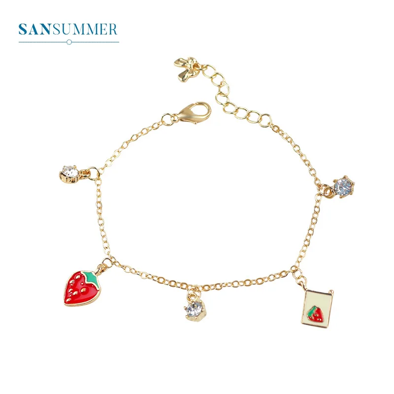 Sansummer популярный модный клубничный сверкающий очаровательный романтичный бохо-браслет длиной 17,5 см для женщин ювелирные изделия 5281 - Окраска металла: 5281